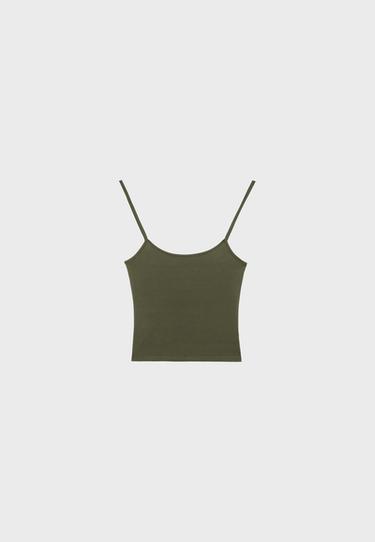 Polyamide strappy top — Khaki 7