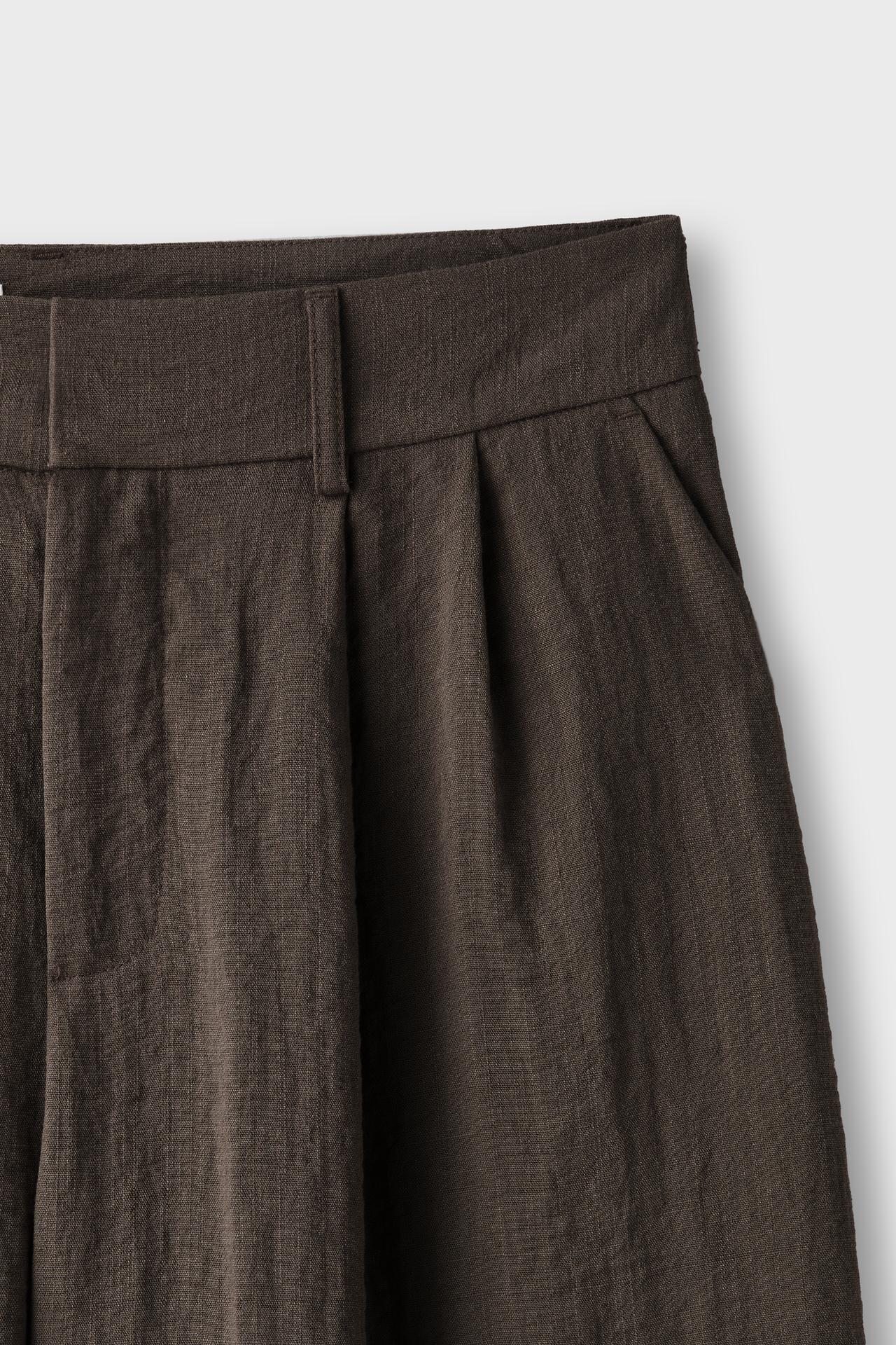 Adjustable rustic wide-leg button trousers — Brown