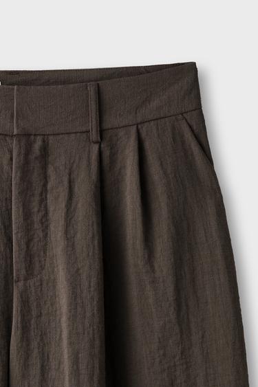 Adjustable rustic wide-leg button trousers — Brown 6