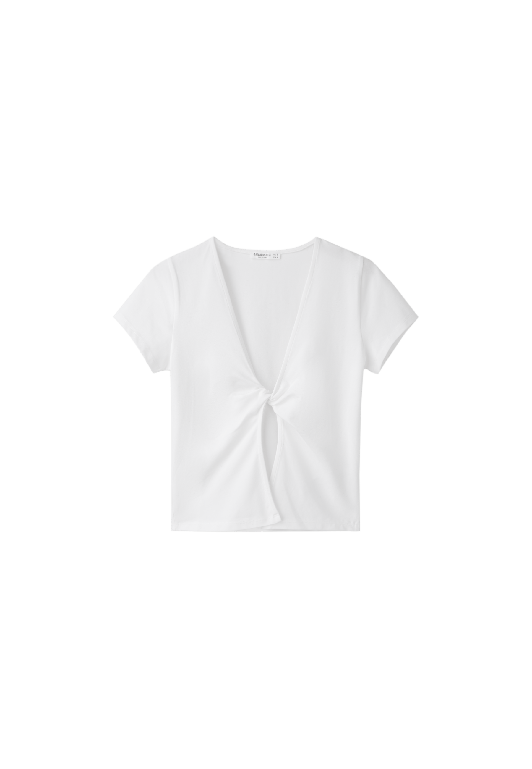 Knot detail short sleeve T-shirt — Ecru