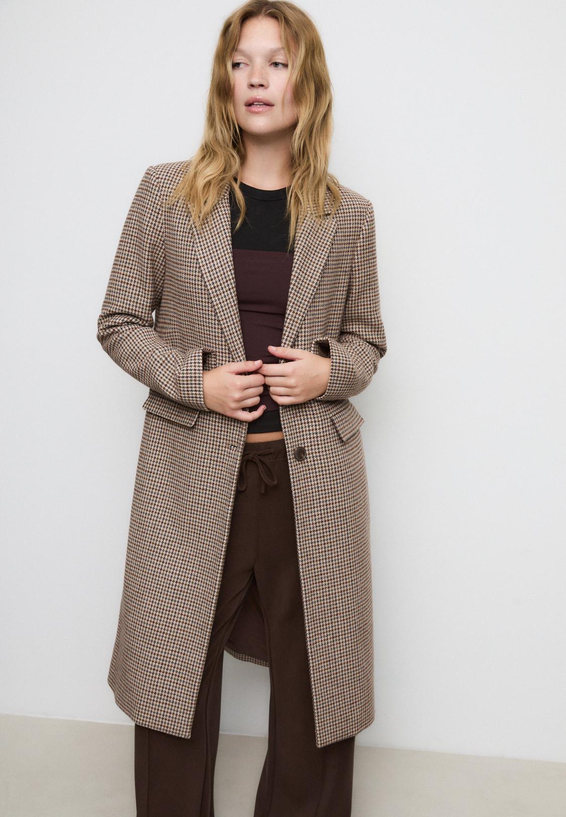 Long straight fit printed coat