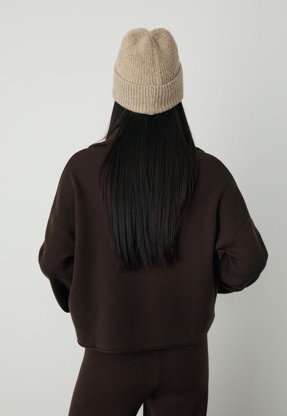 Stradivarius Knit Jumper With Zip Brown M