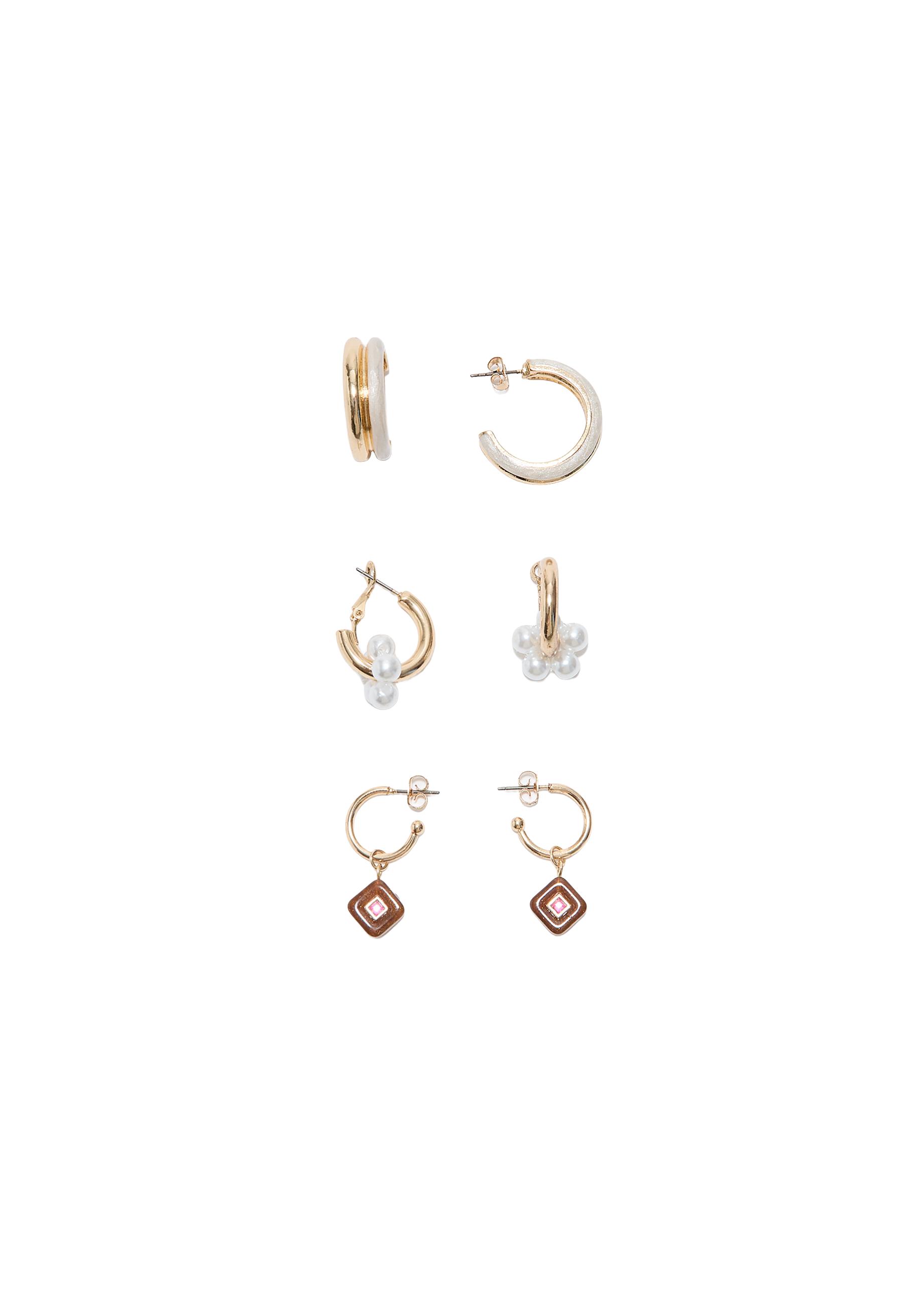 Set of 3 charm earrings — Gold
