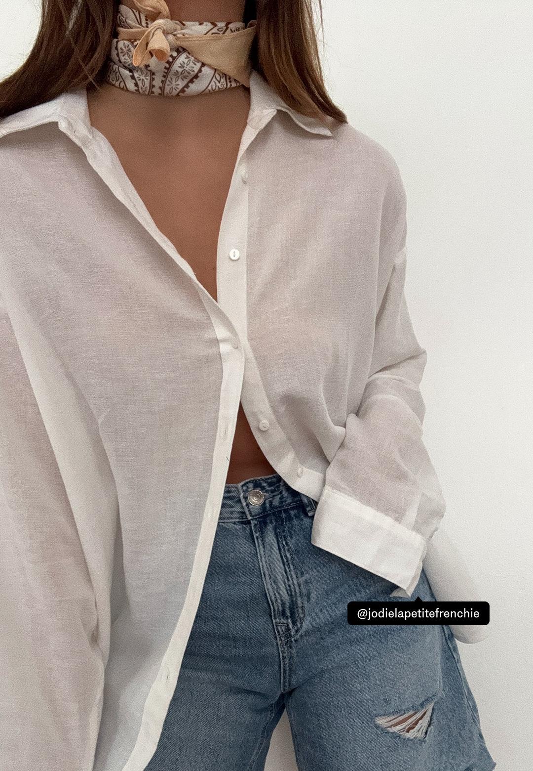 Linen-look flowing shirt — White
