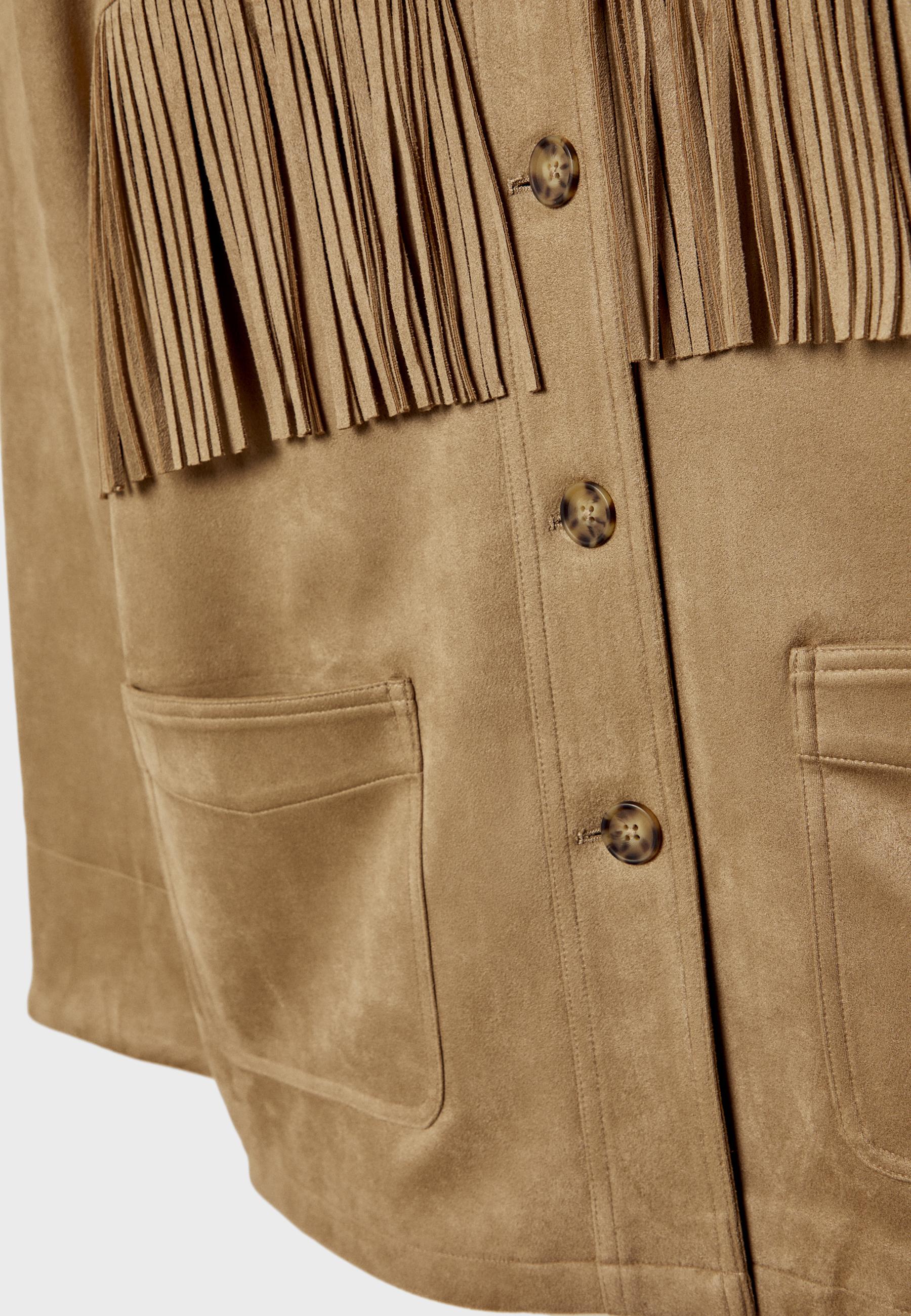 Fringed faux suede jacket - Women's fashion | Stradivarius