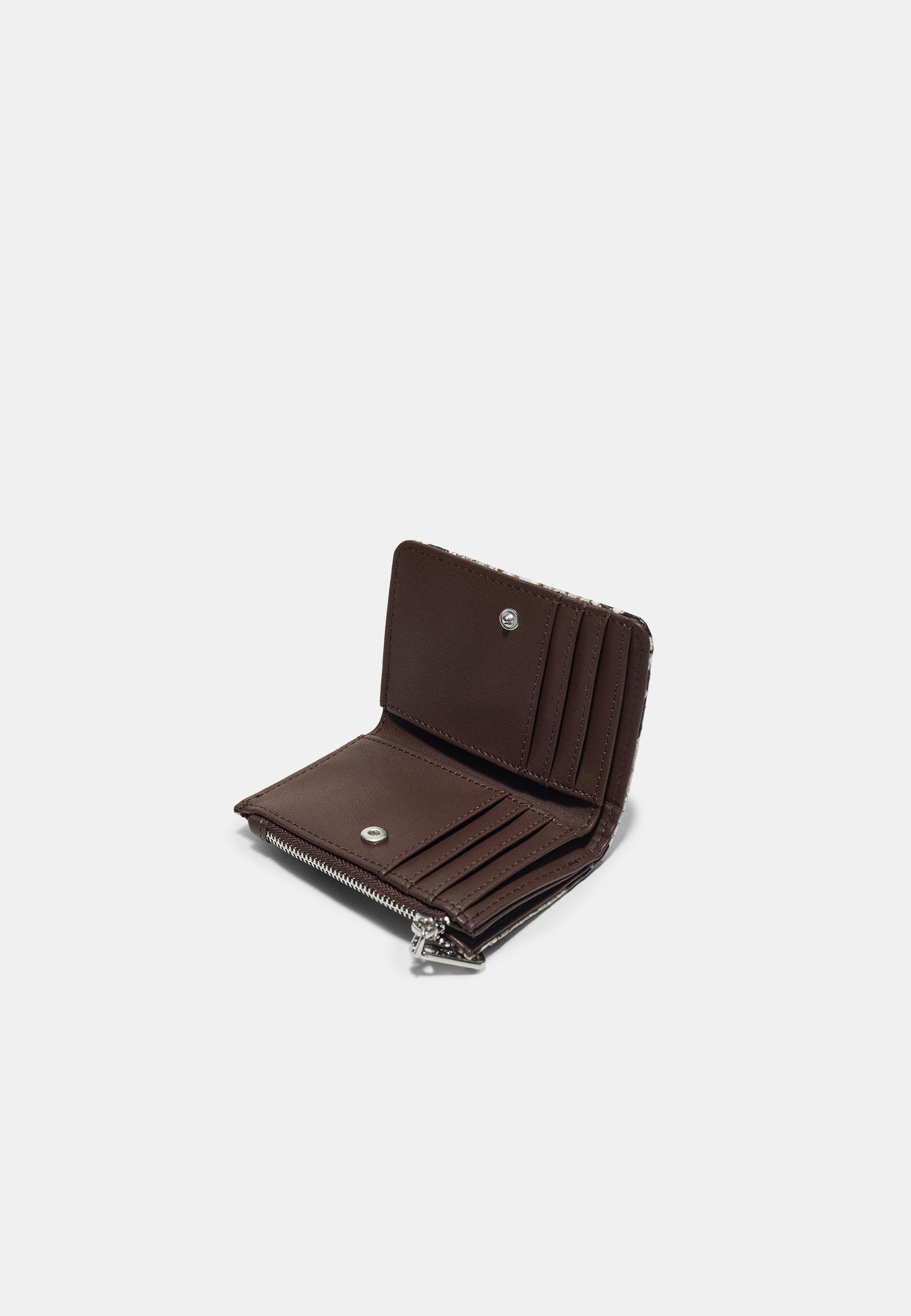Snakeskin print card holder purse — Stone