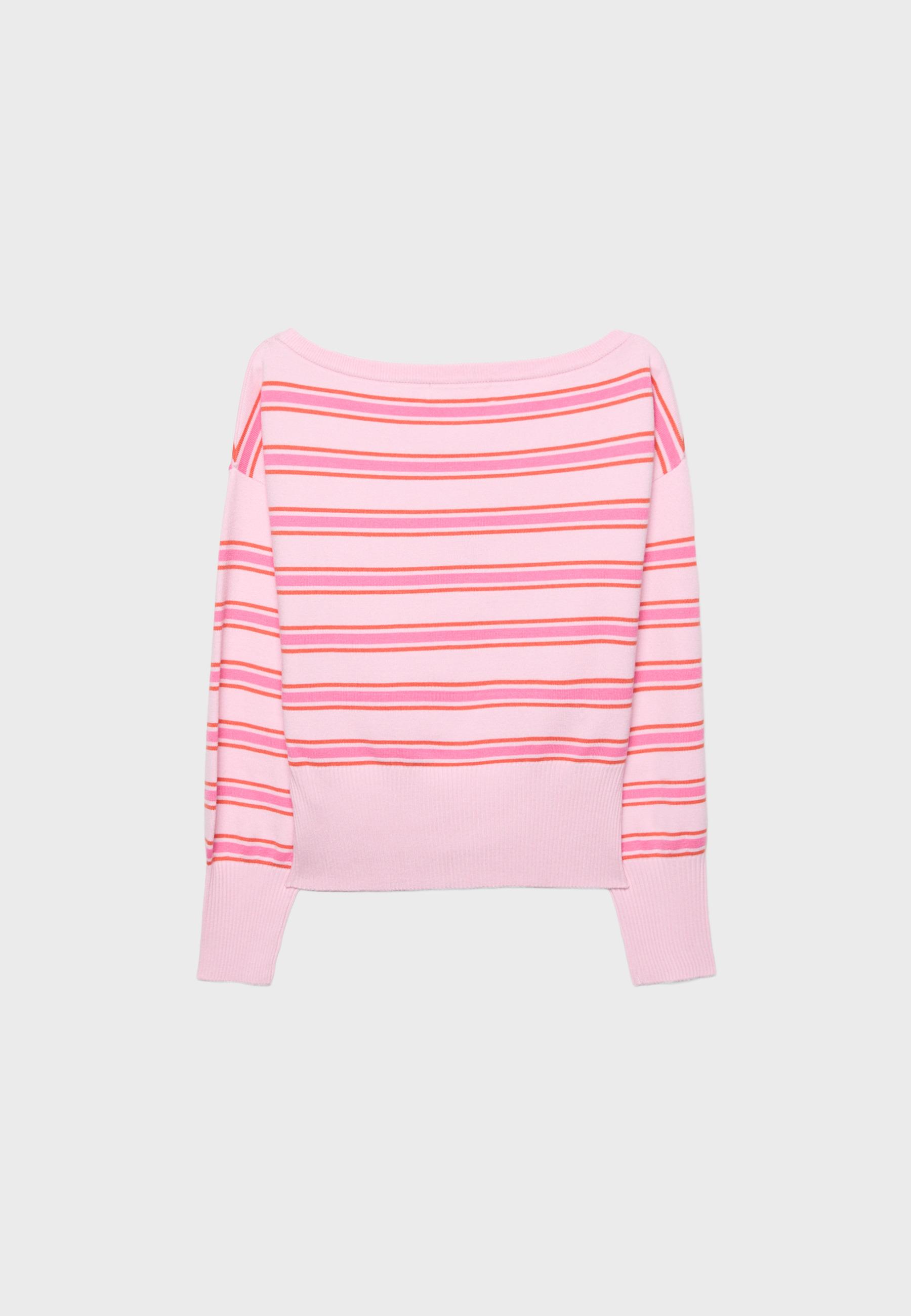 Asymmetric ribbed hem knit jumper — Pastel pink