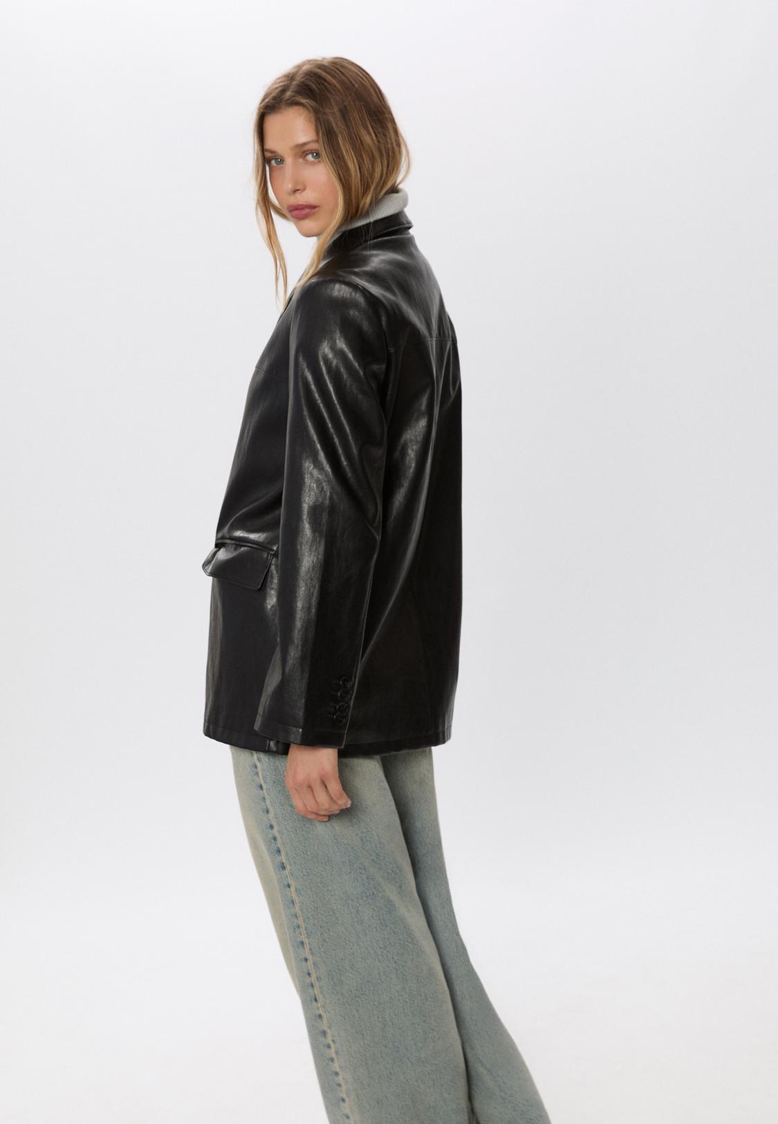 Faux leather blazer Women's fashion Stradivarius Bahrain