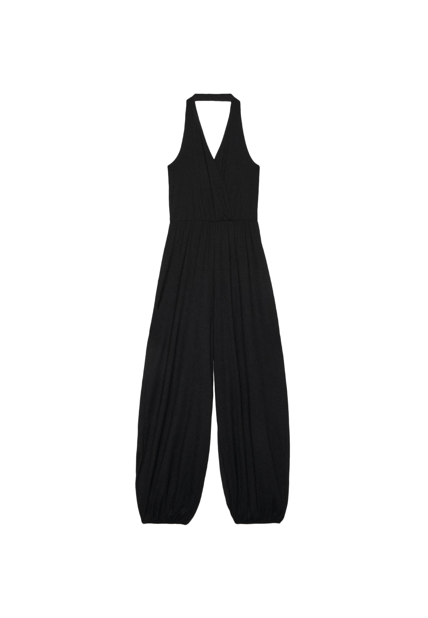 Balloon halter jumpsuit — Black