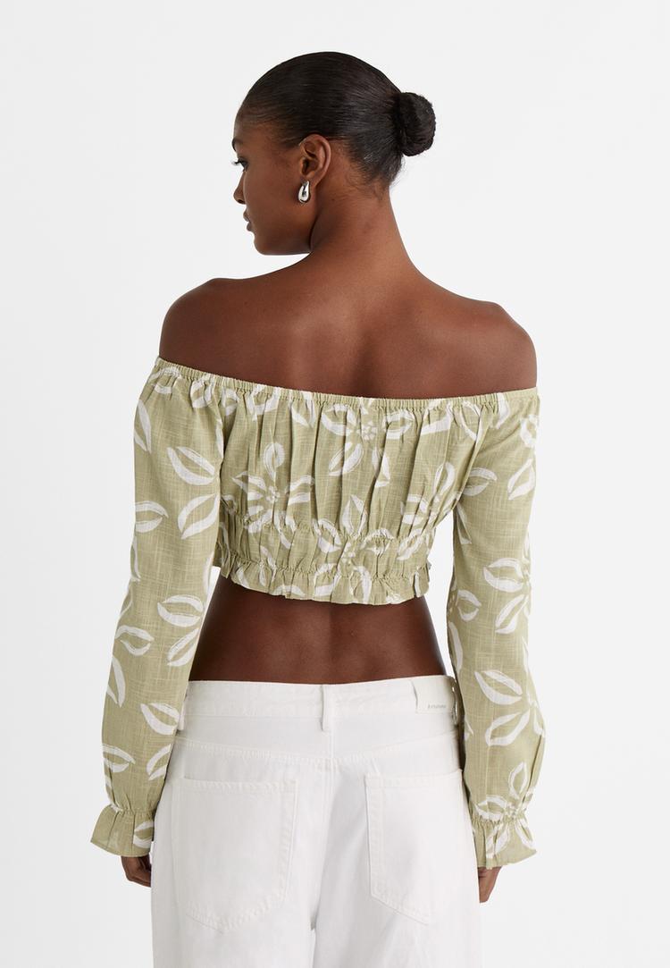 elastische blouse met blote schouders