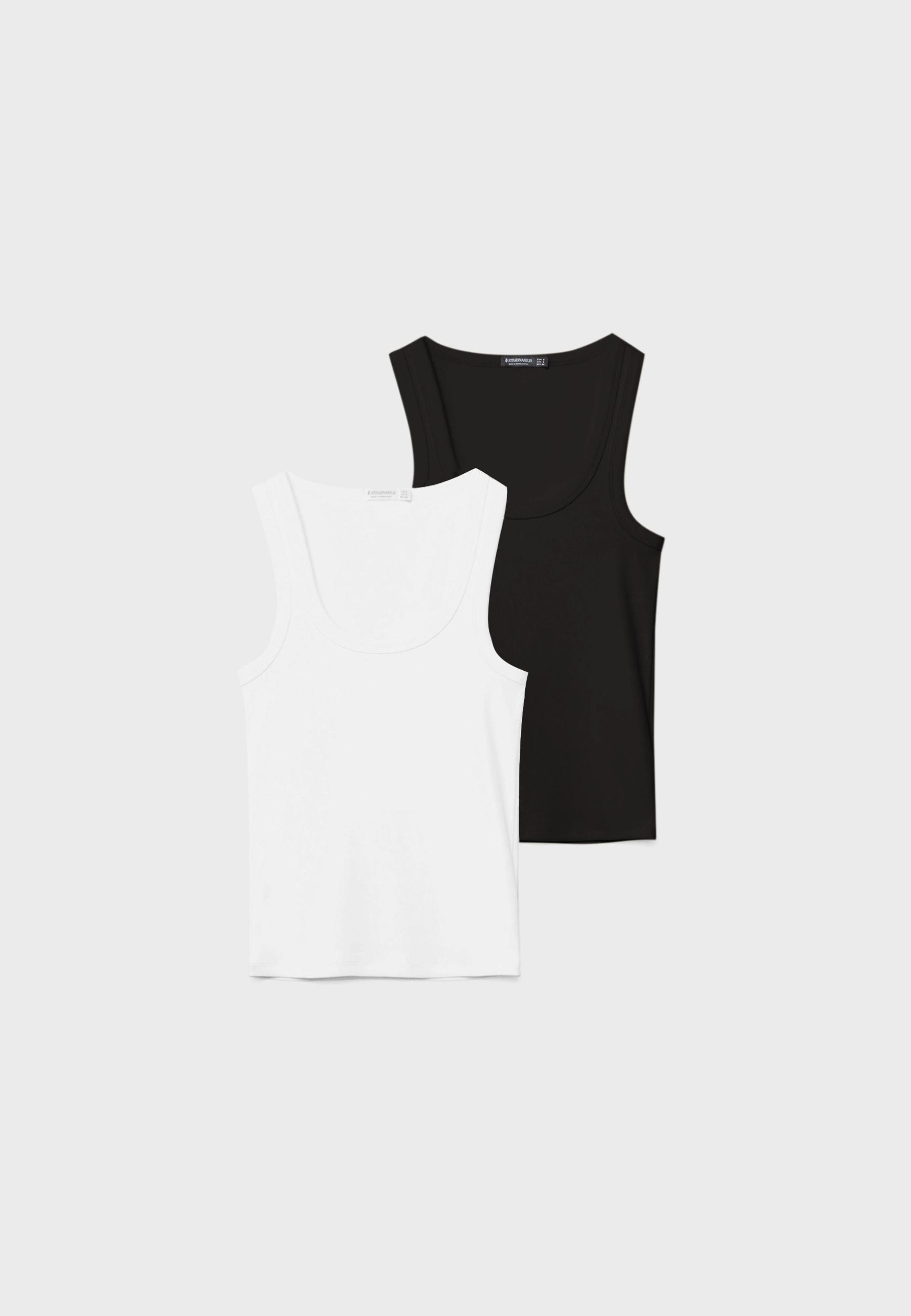 2-pack of fitted racerback tops — Black