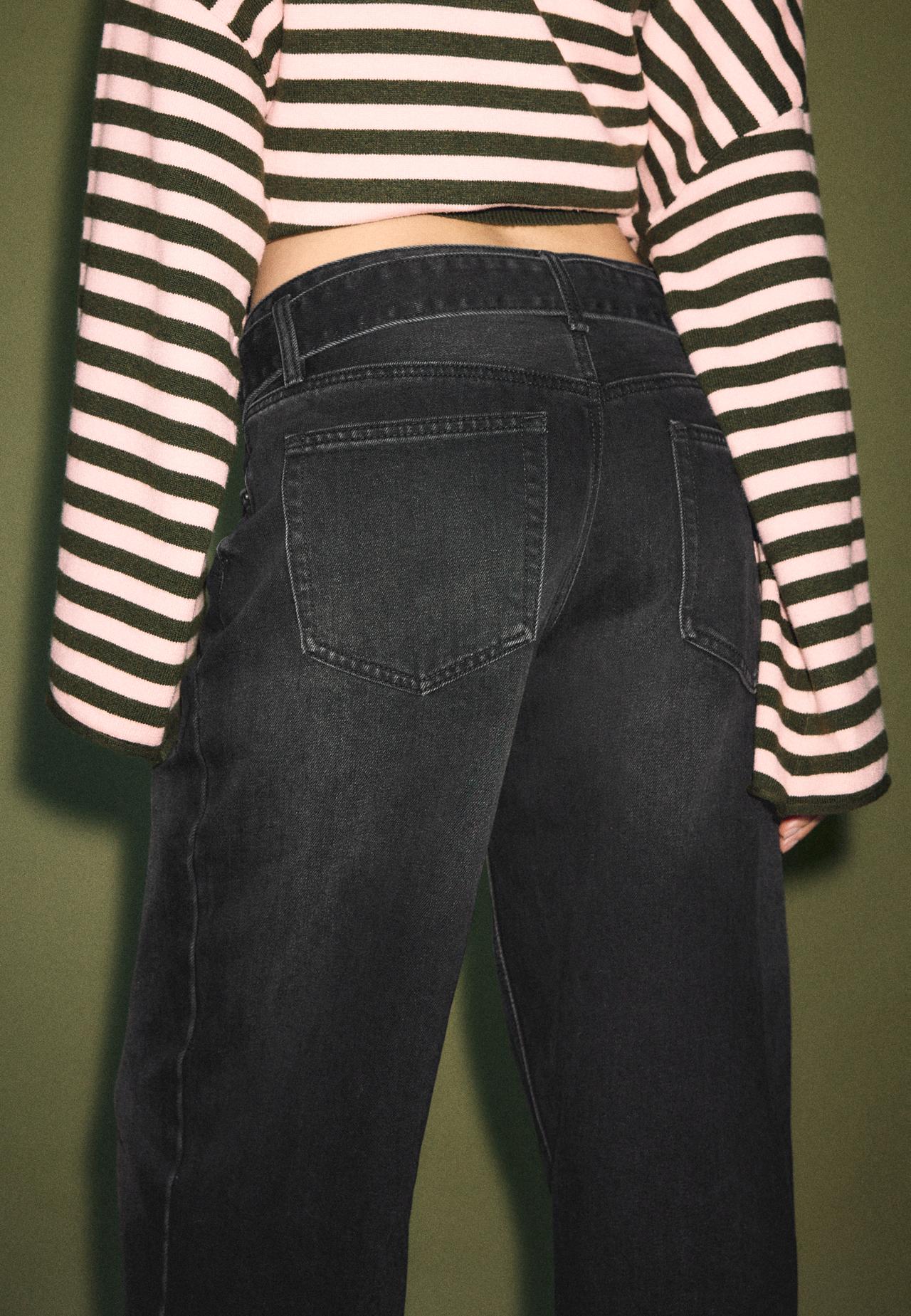 Double-waist wide-leg jeans — BLACK DENIM WASH