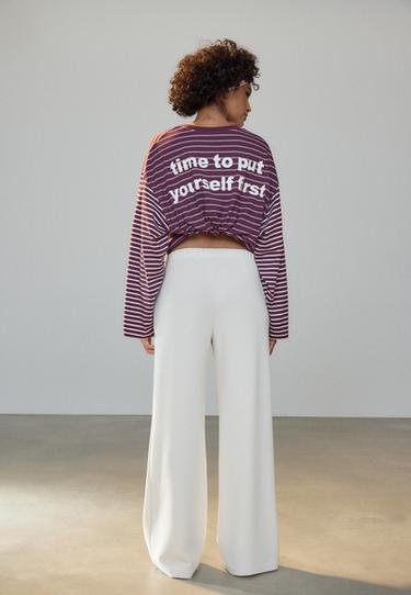 Soft-touch wide-leg jogger trousers with pin tuck — Vanilla 5