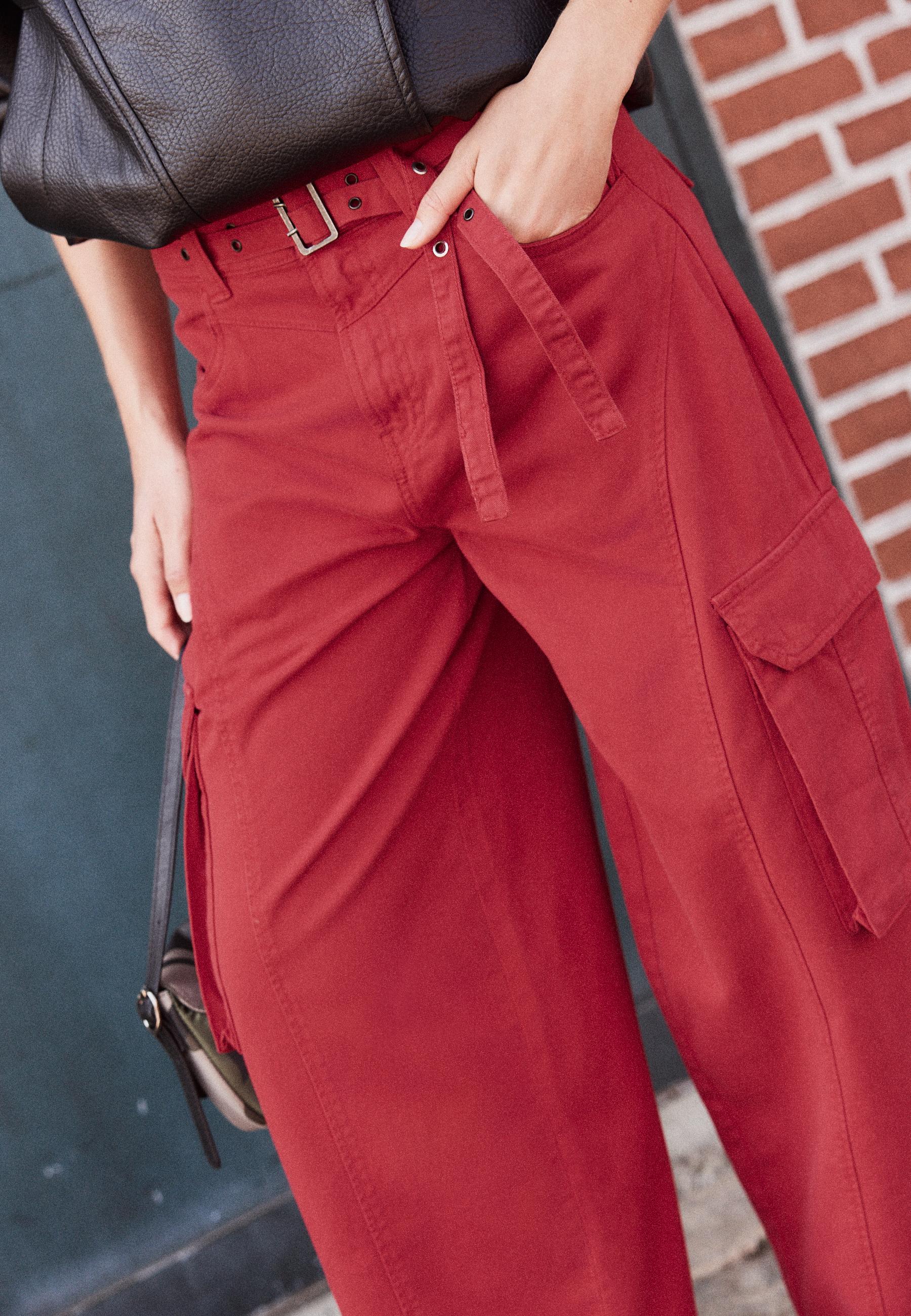 Barrel cargo trousers — Red