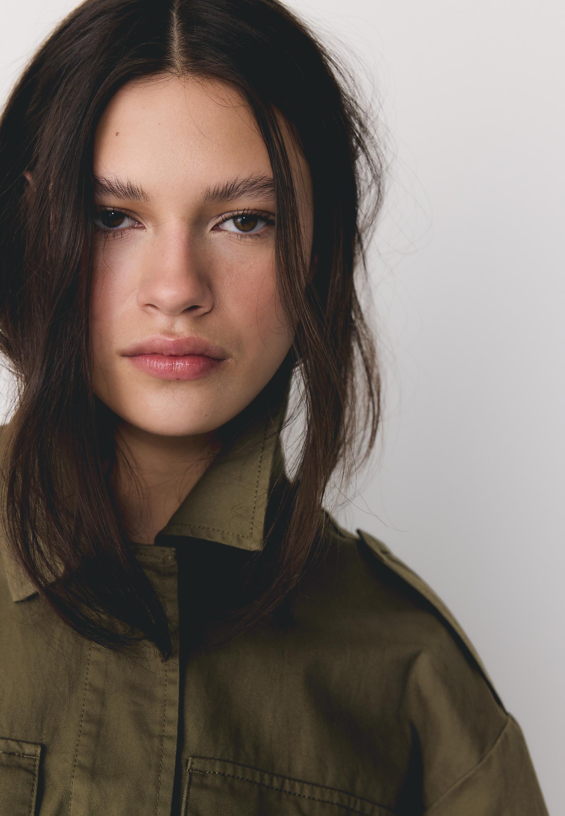 Cotton parka with pockets — Olive green