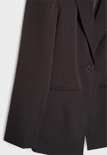 Fitted button blazer — Brown 9