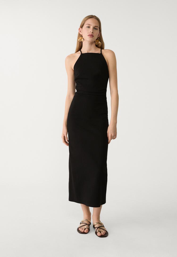 vestido halter midi