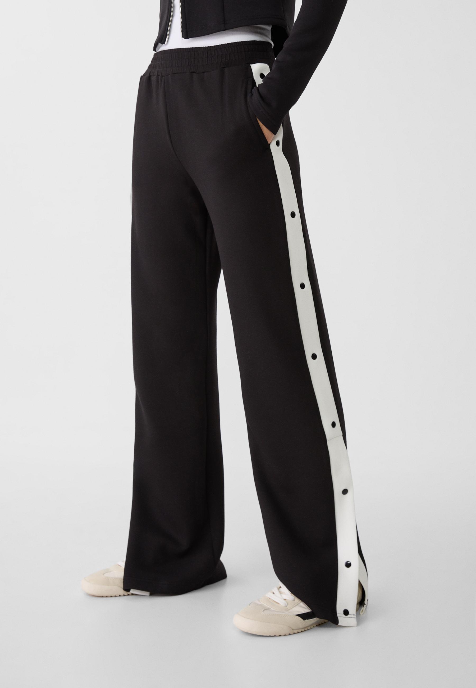 Track pants with side buttons sale