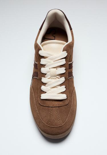 S011 Retro leather trainers — BROWN 1