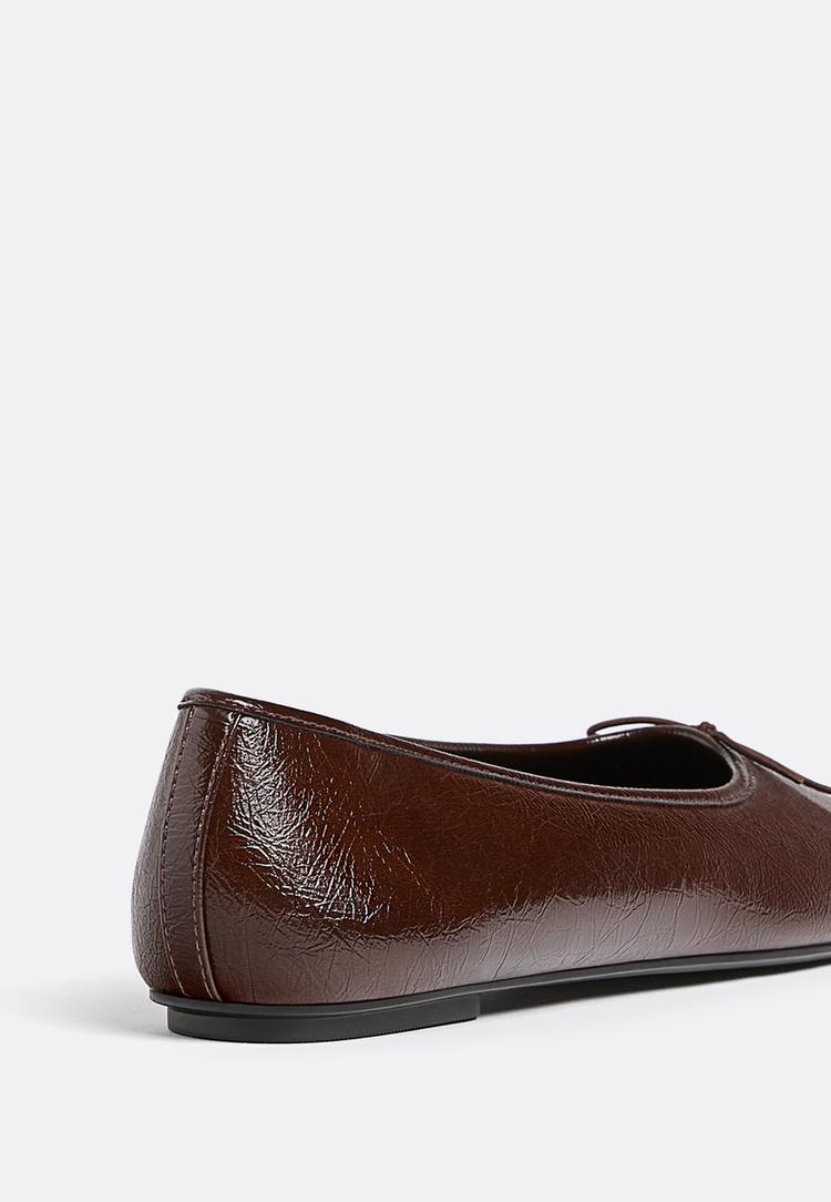 faux patent finish ballet flats