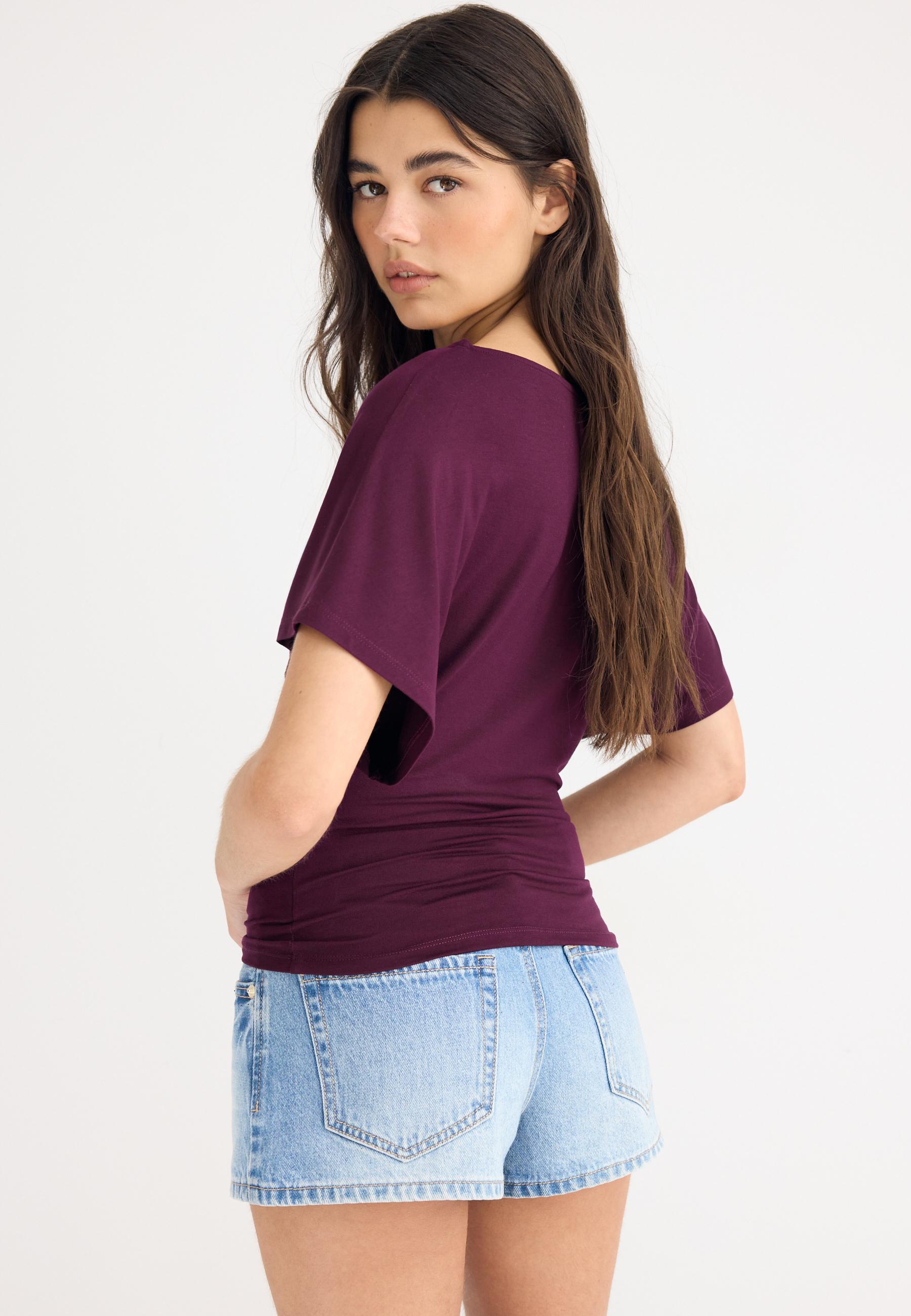 Short sleeve boat neck T-shirt — Purple