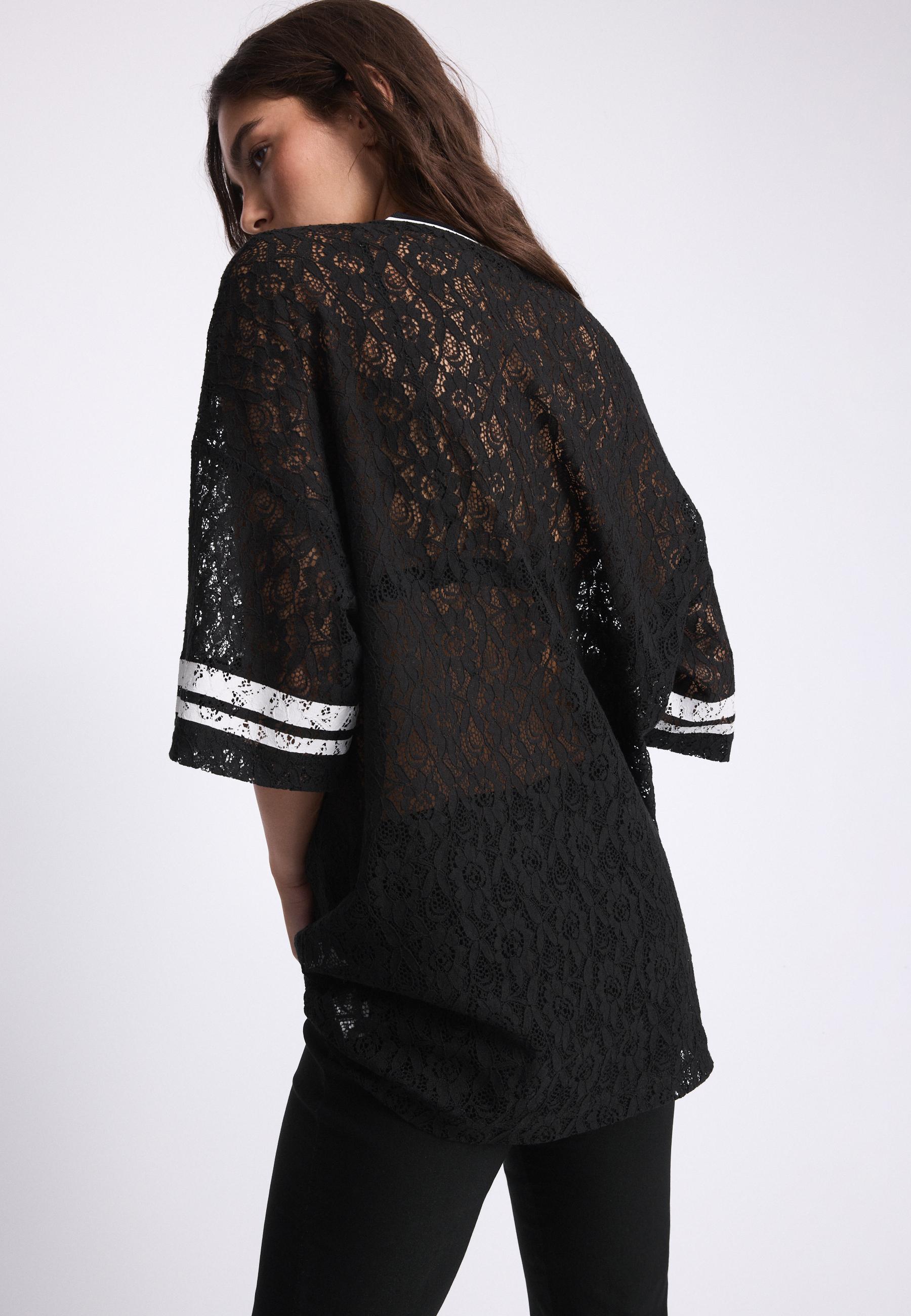 Number lace T-shirt — Black
