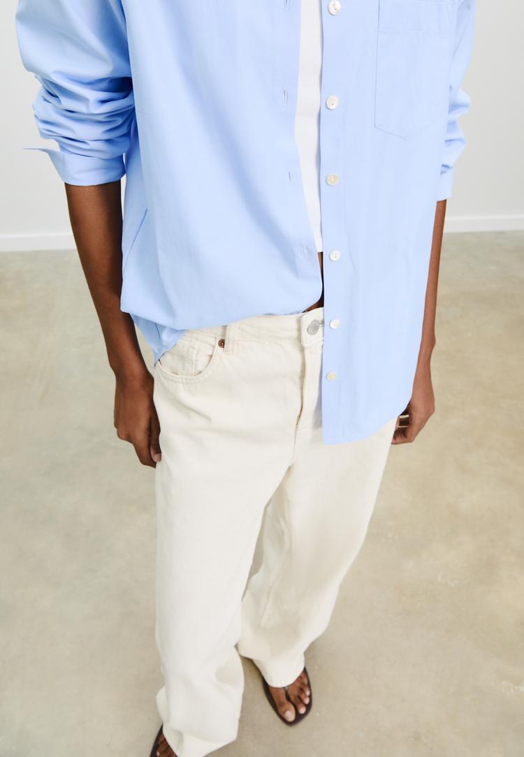 chemise basique en popeline a poche