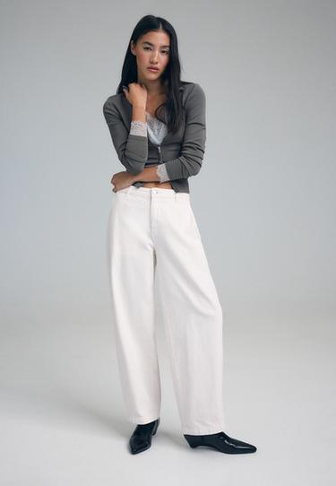 100% cotton barrel trousers — Vanilla 1