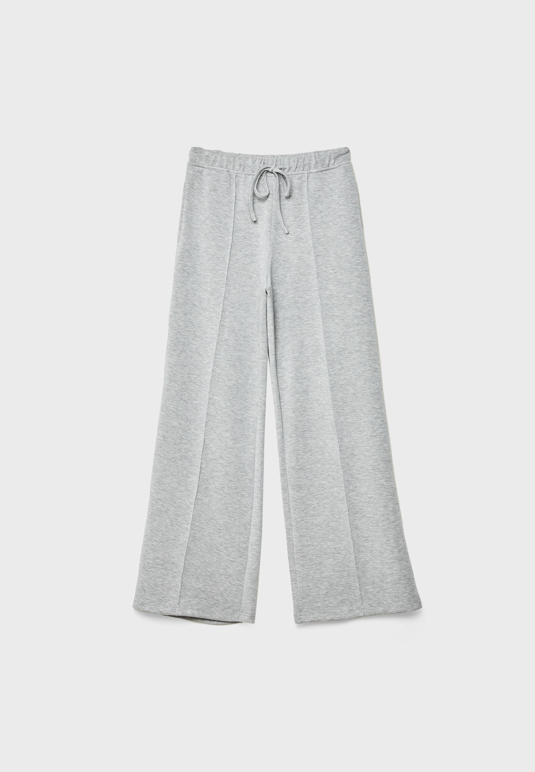 Soft-touch wide-leg jogger trousers with front seam detail