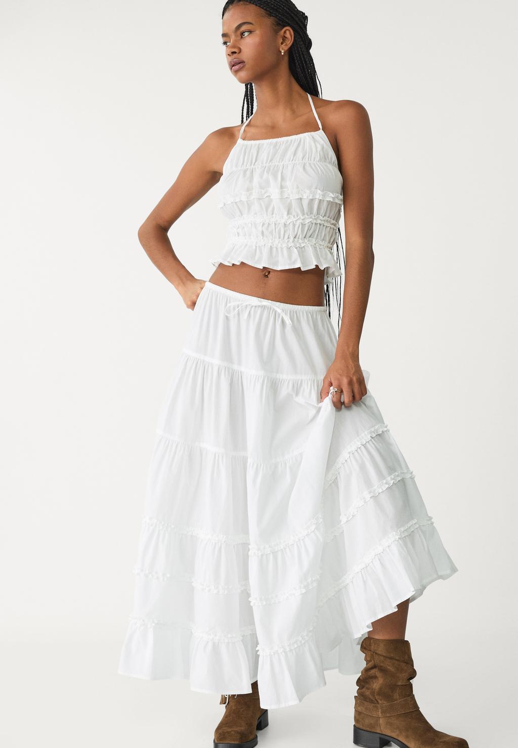 Ruffled long skirt