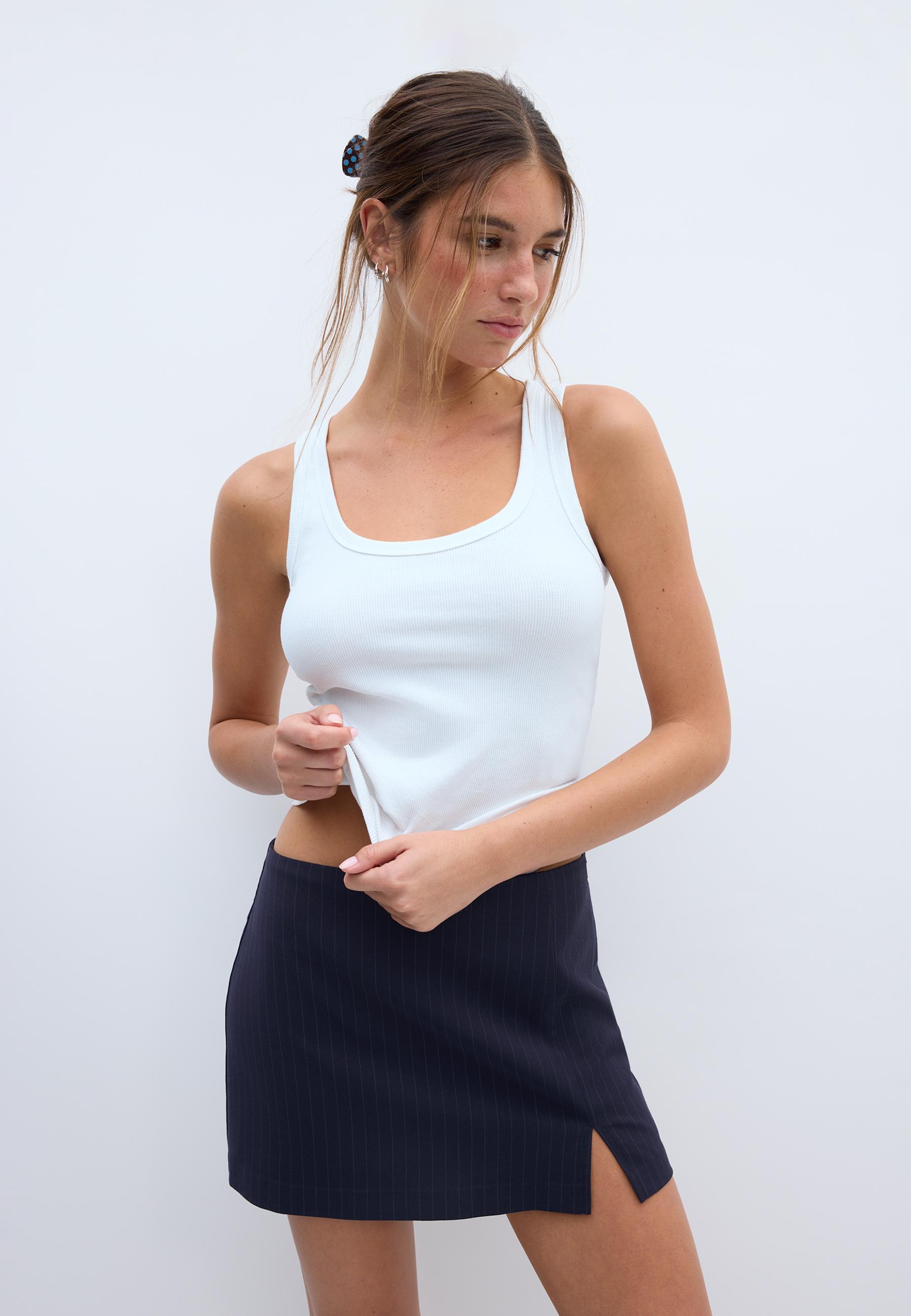 Skort with side split — Navy blue