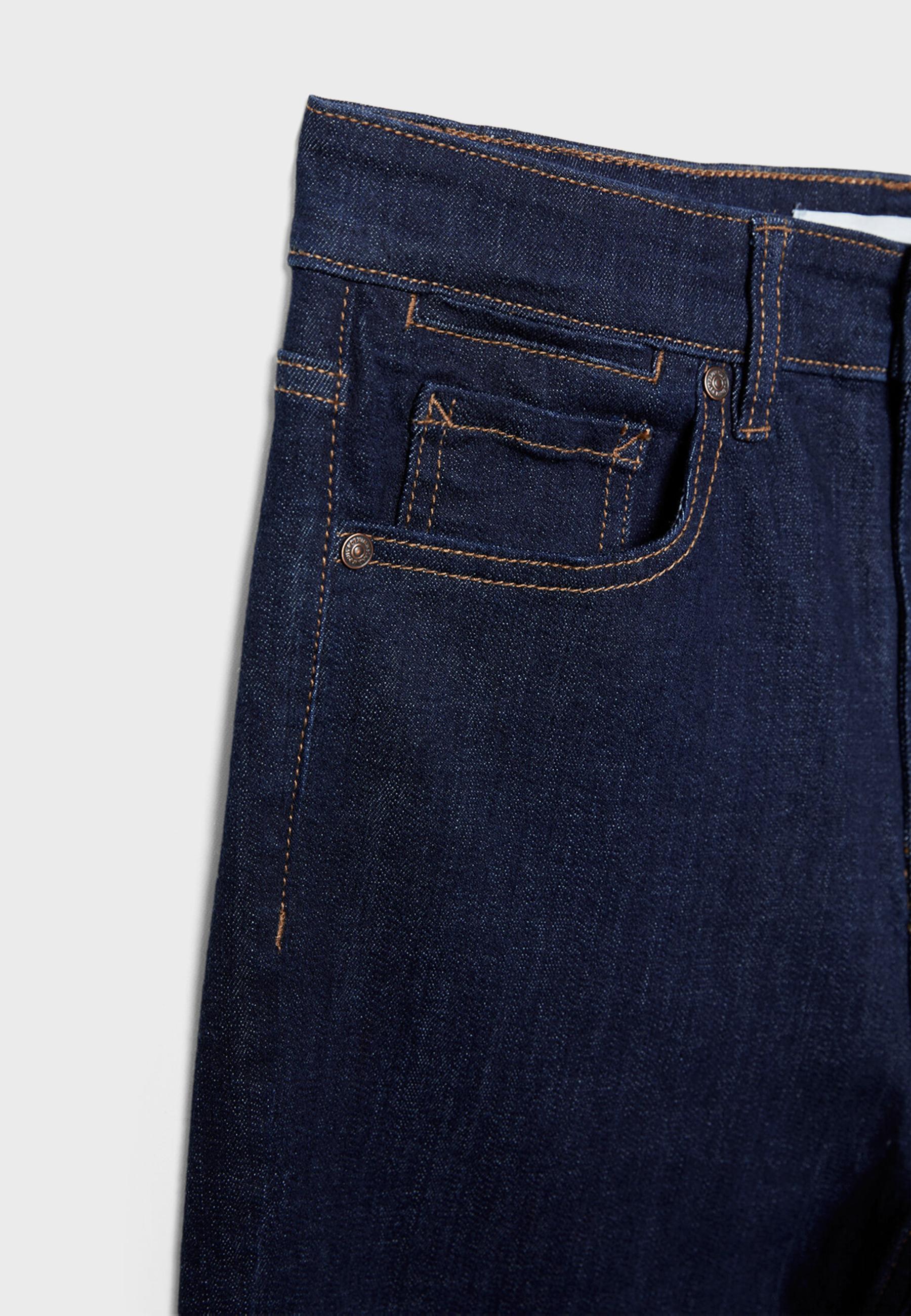 D74 Bell bottom jeans with split — RINSE BLUE DENIM
