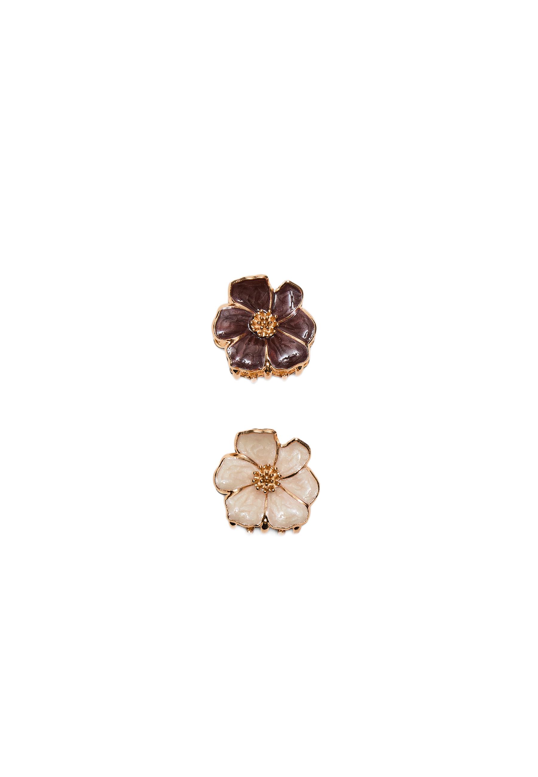 Set of 2 enamel flower hair clips — White