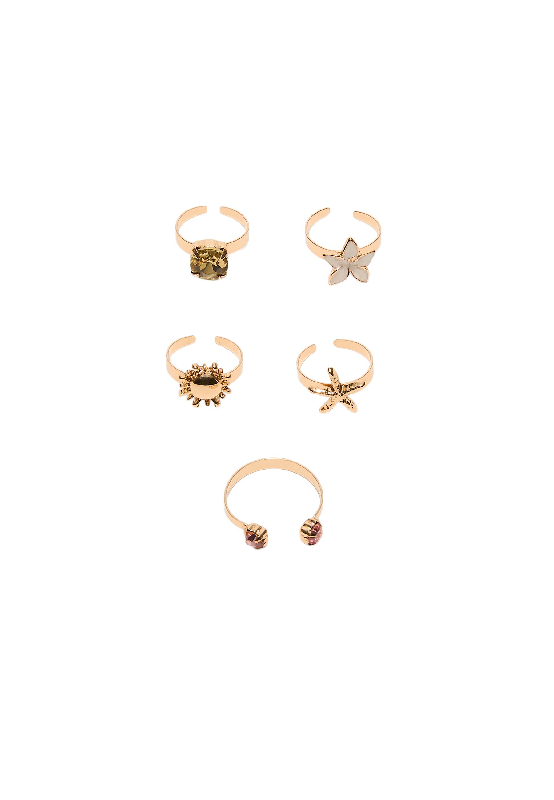 Set of 5 toe rings — Gold