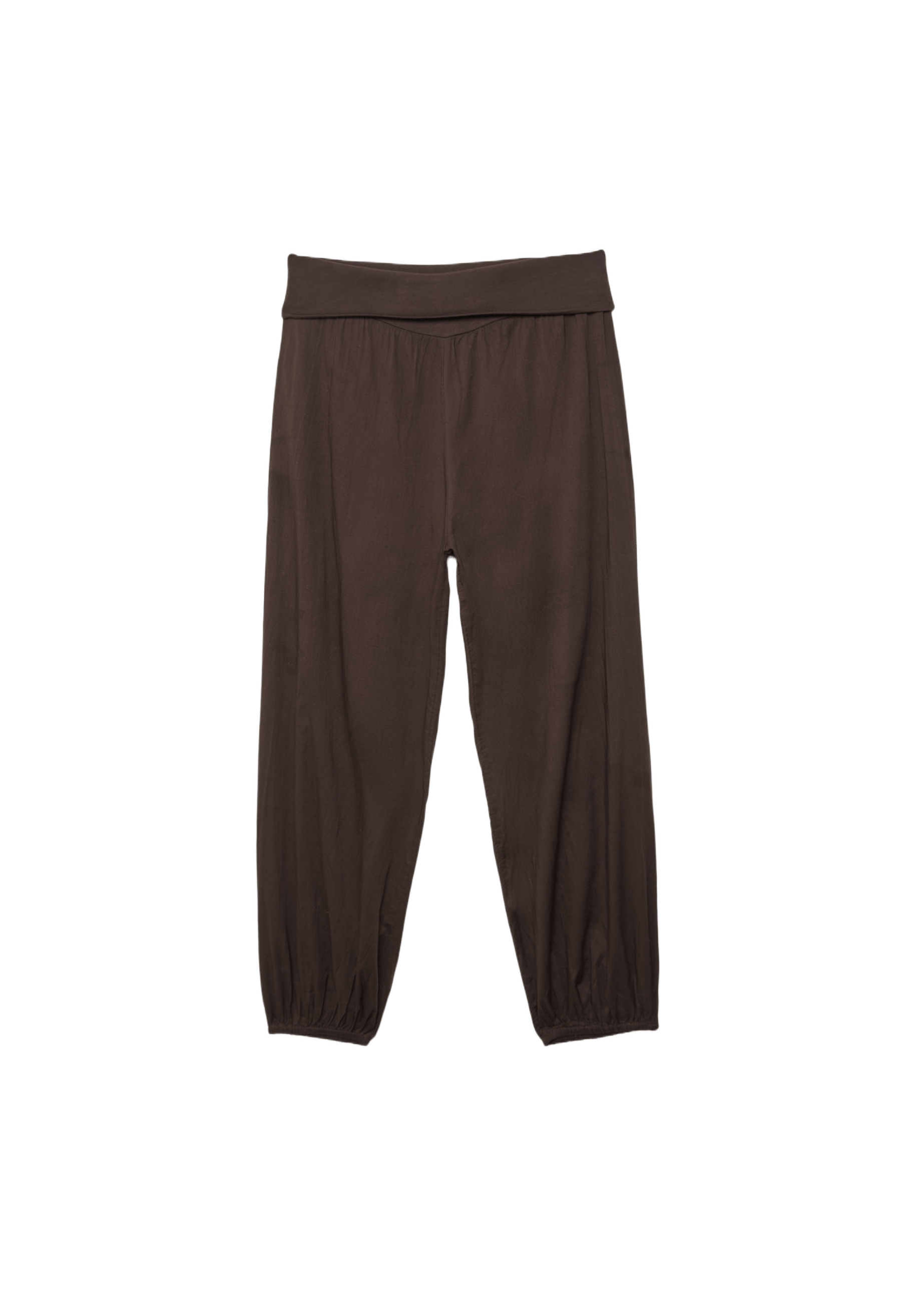 Balloon trousers with turn-down waist — Brown