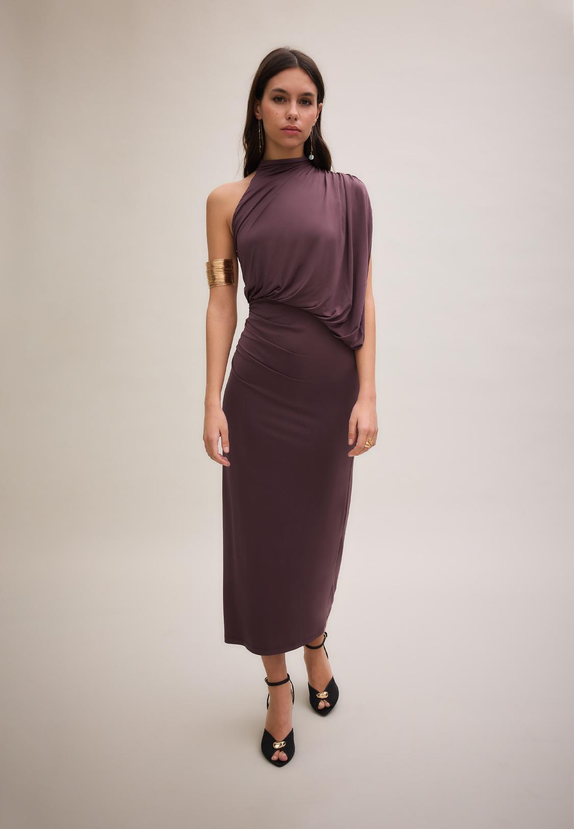 Draped midi dress with cape detail - Women's fashion | Stradivarius Kuwait