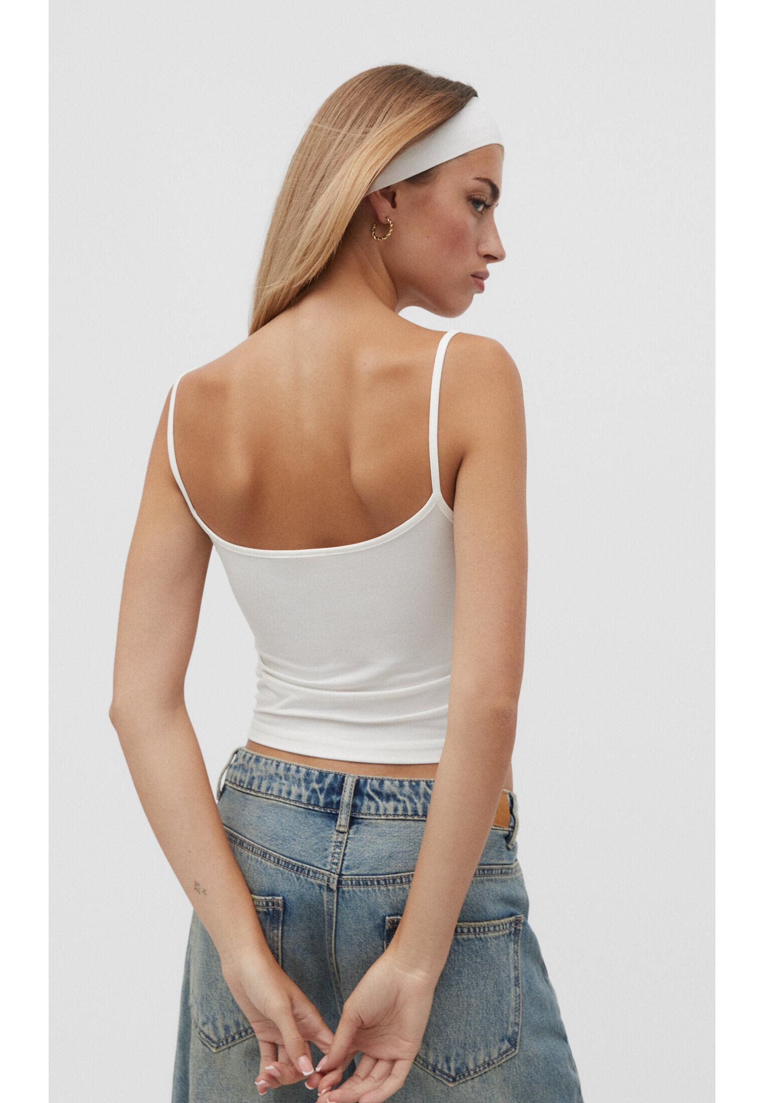 Strappy polyamide top — Ecru