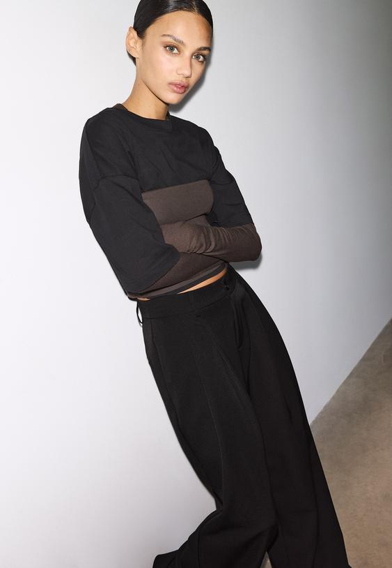 pantalon vestir wide leg pinzas