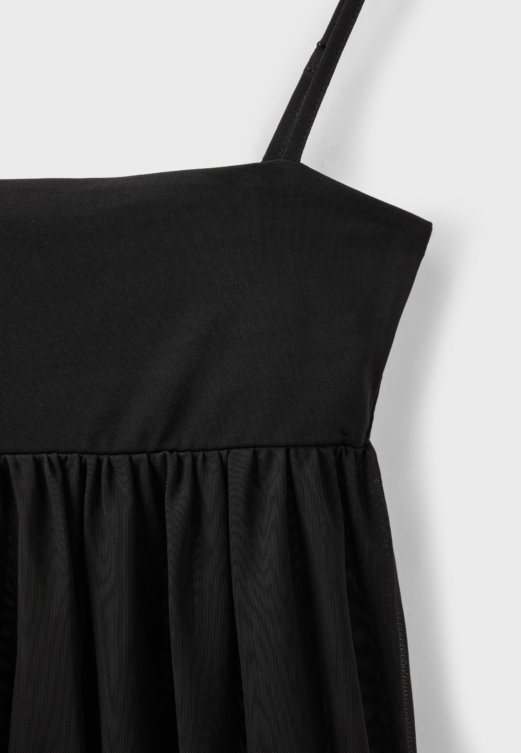 Fitted mesh balloon top — Black