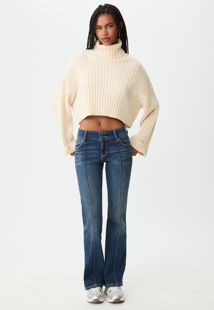 knit jumper with raised neck