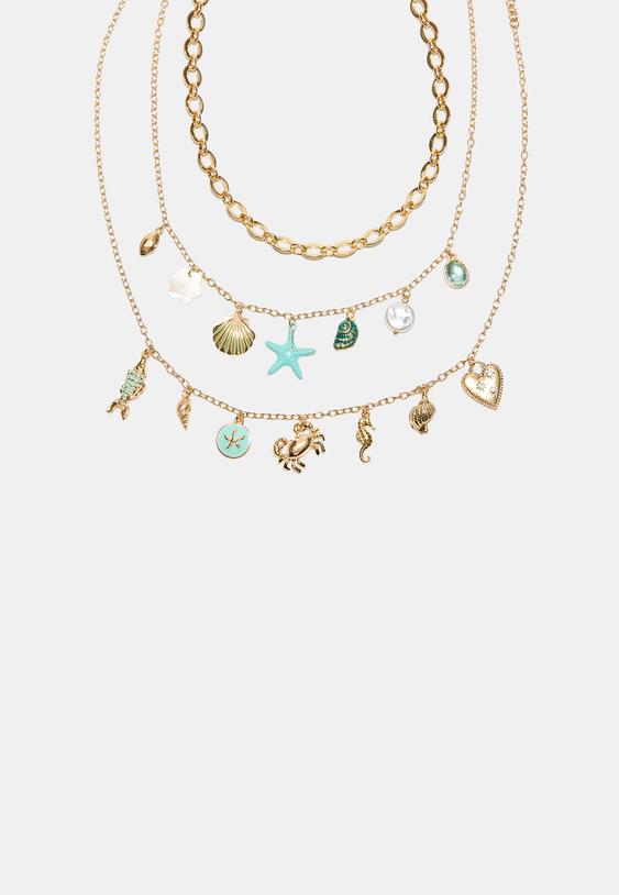 set 3 collares multi charm mar