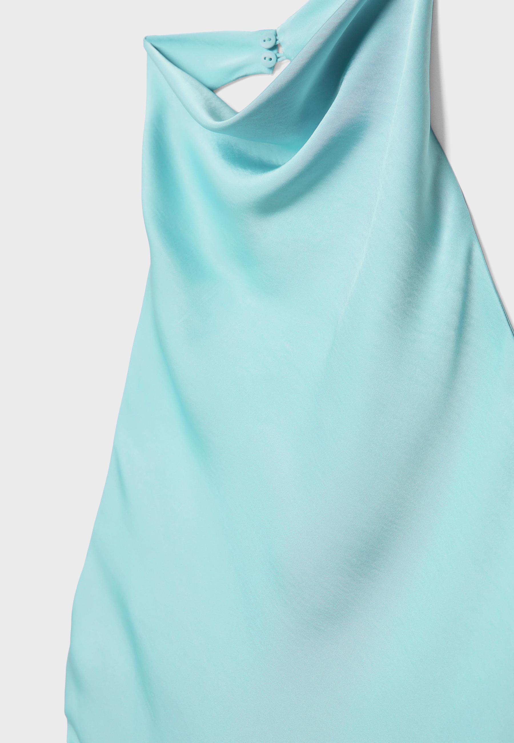 Satin effect halter top — Turquoise
