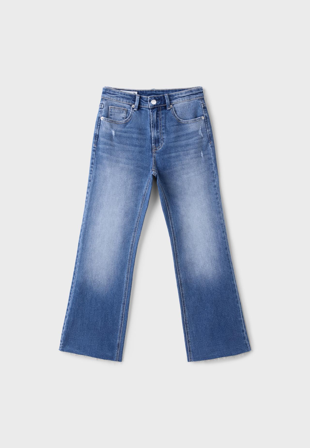 D78 cropped bell bottom jeans — MEDIUM LIGHT BLUE DENIM