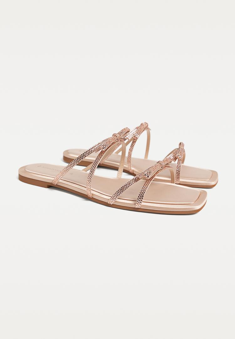 sandalias planas brillos