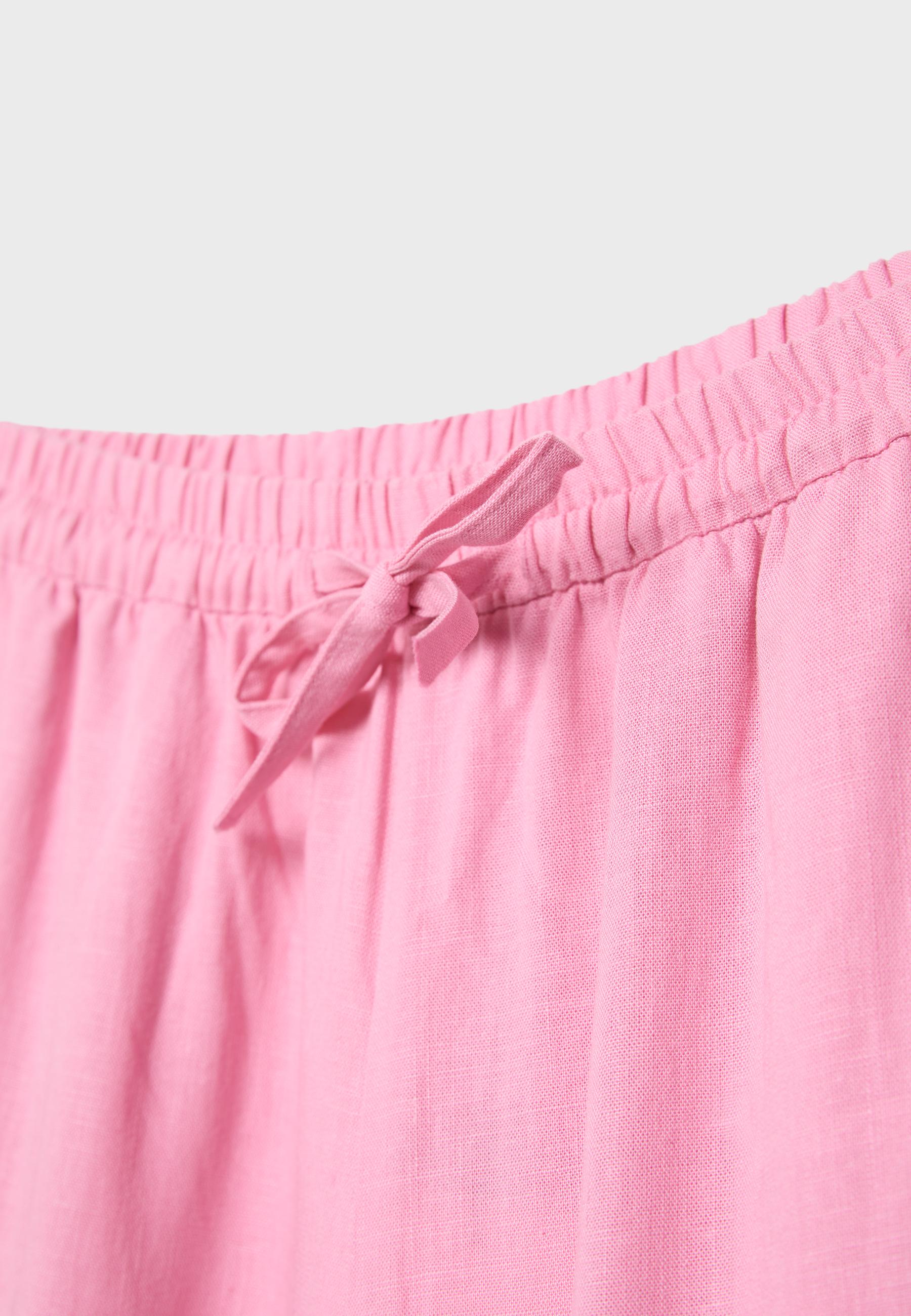 Linen-look sarouel trousers — Pastel pink