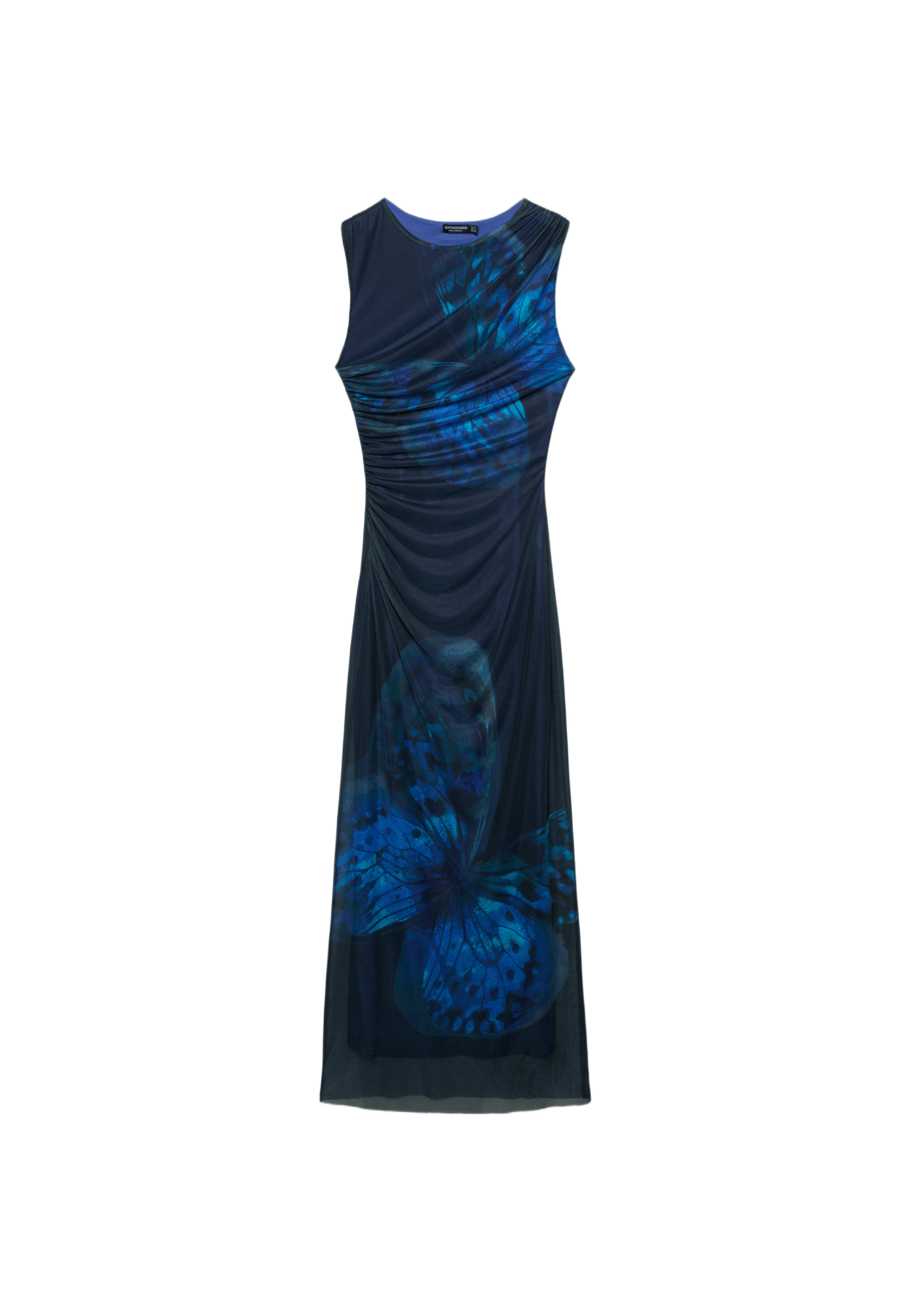 Printed tulle midi dress — Navy blue