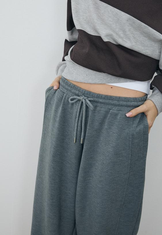 yumusak dokulu baggy jogger pantolon