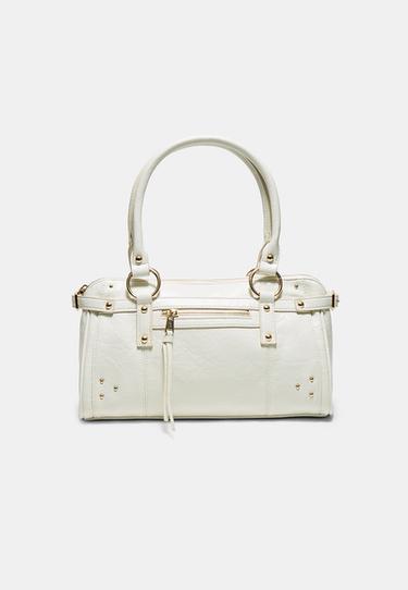 Studded shoulder bag with pocket — Ecru 2