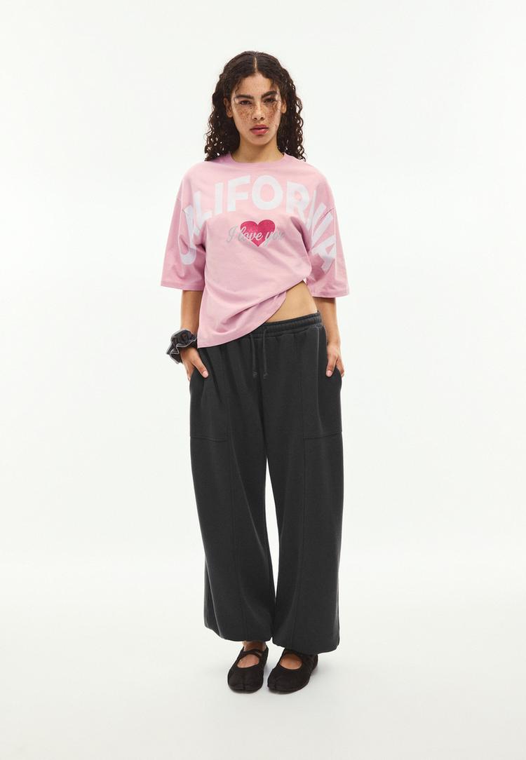 barreljoggingbroek van fleece met stoppers