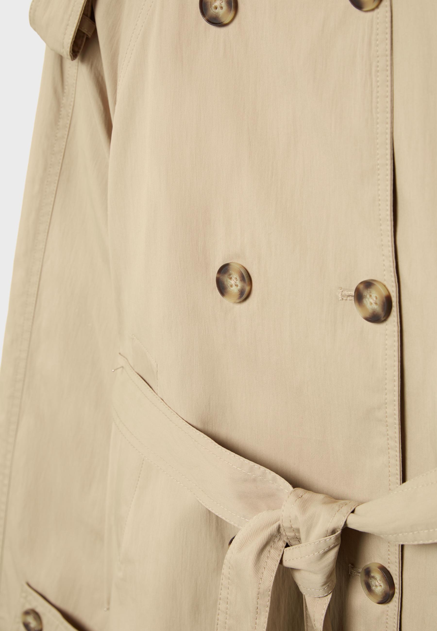 High-neck trench coat with belt — Beige